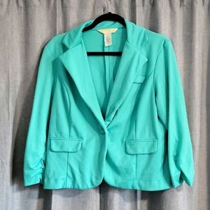Turquoise one button blazer
